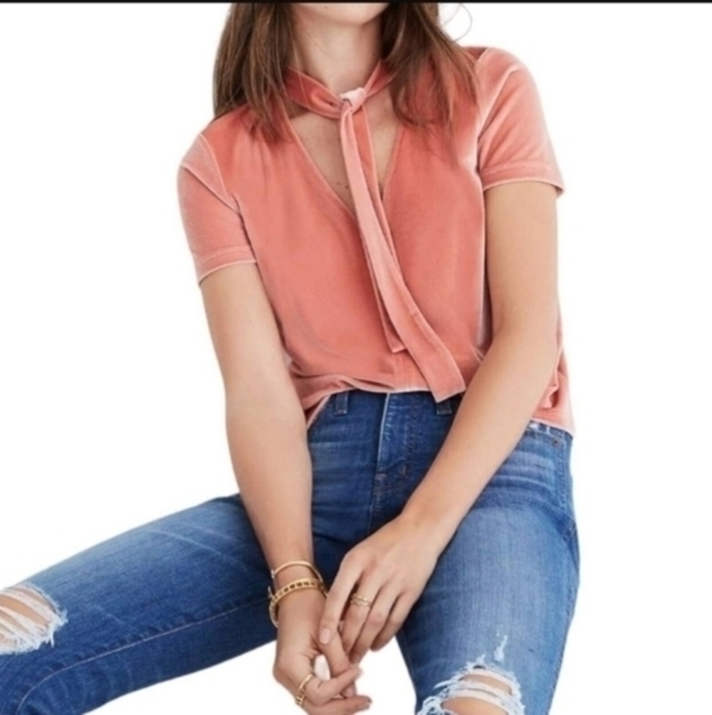 Madewell Velvet Tie-Neck Top Small